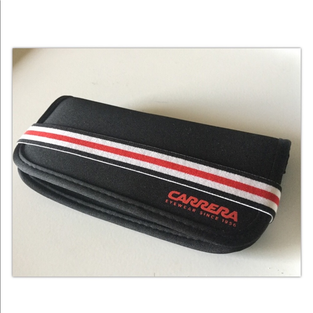 CARRERA MENS SUNGLASSES CASE BLACK RED AND WHITE TRIM NWOT